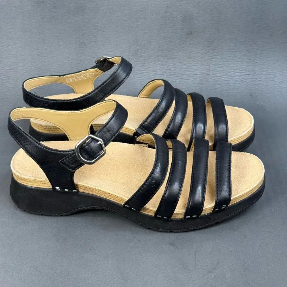 Womens Dansko black Roxie Sandals Nappa Leather shoes size 8.5 (39)